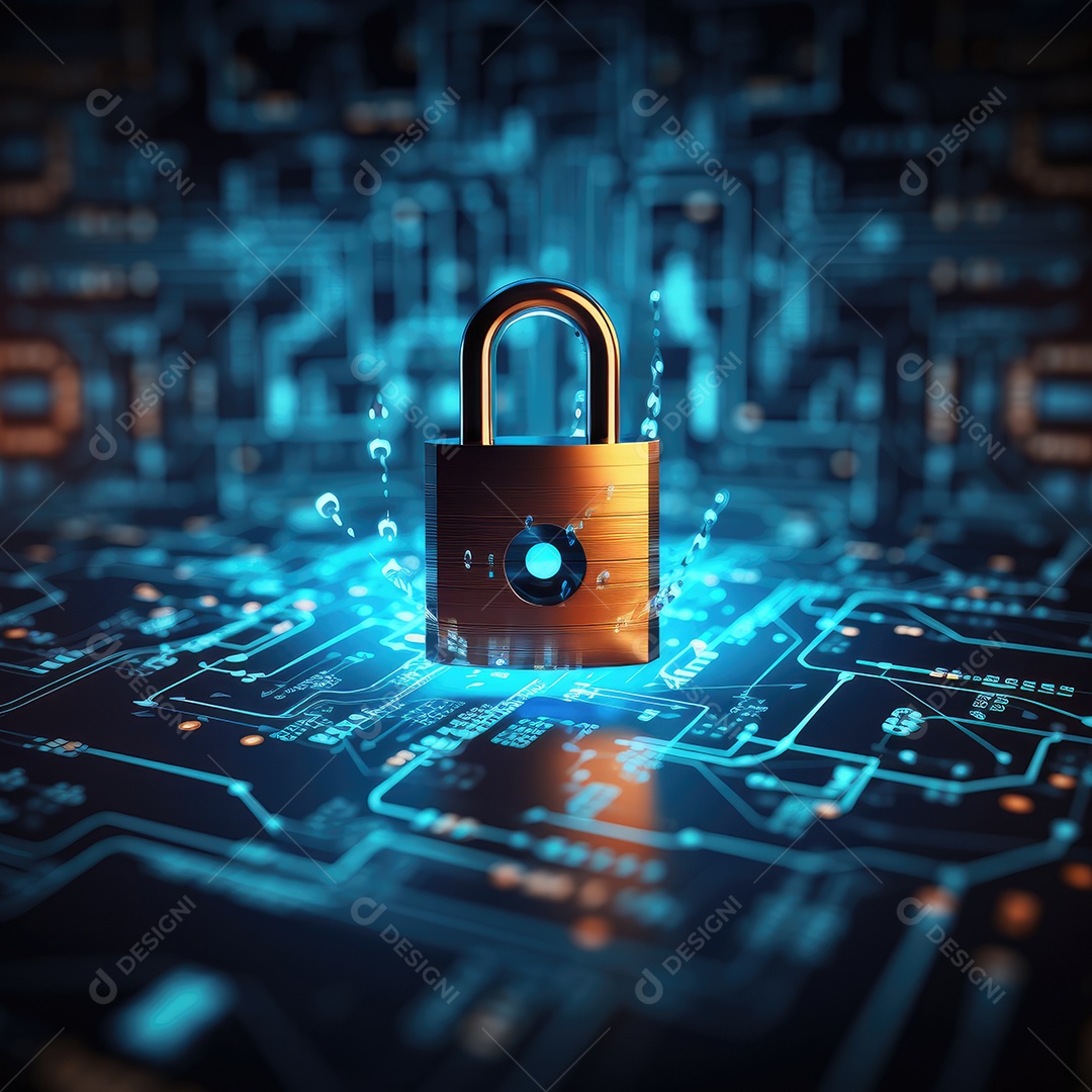 Conceito de segurança cibernética e dados bloqueio dígitos binários fundo gerado por IA