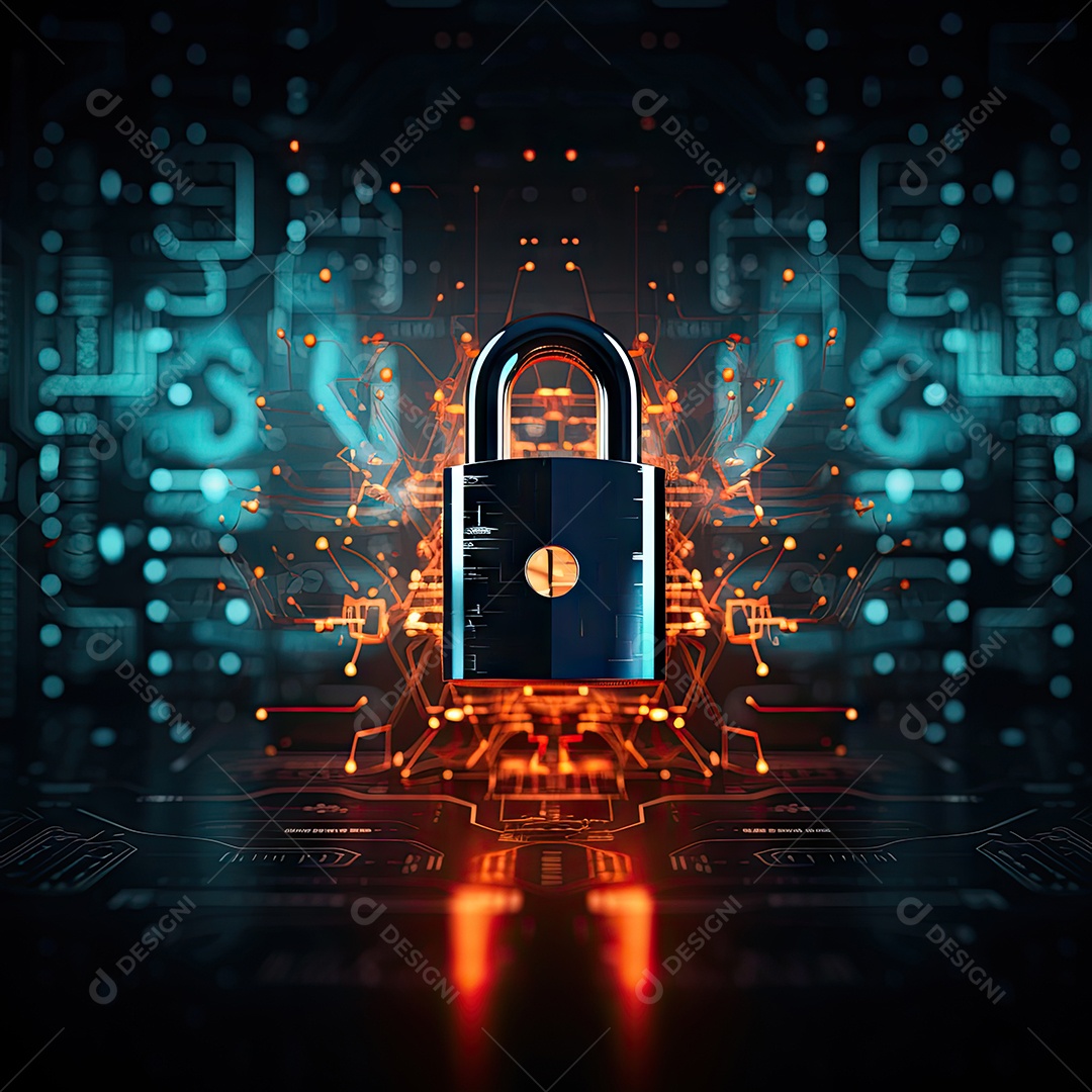 Conceito de segurança cibernética e dados bloqueio dígitos binários fundo gerado por IA