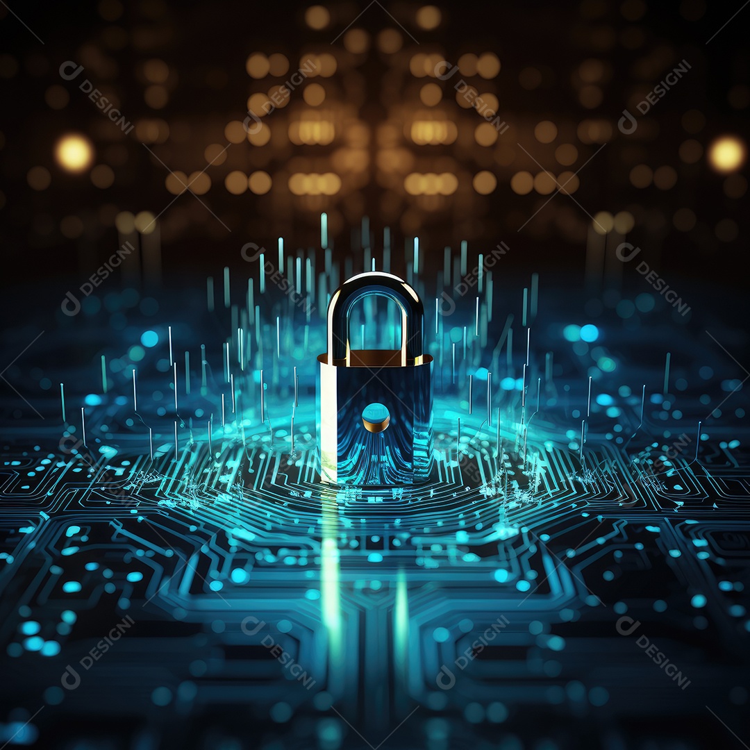 Conceito de segurança cibernética e dados bloqueio dígitos binários fundo gerado por IA