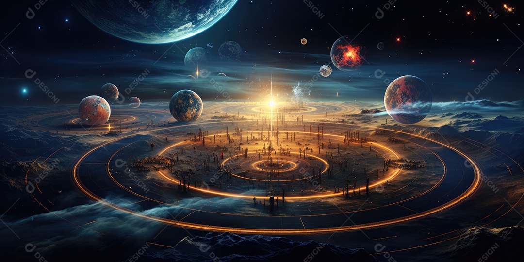 Uma visão geral de um universo em que o conceito de espaço-tempo é completamente diferente gerado por IA