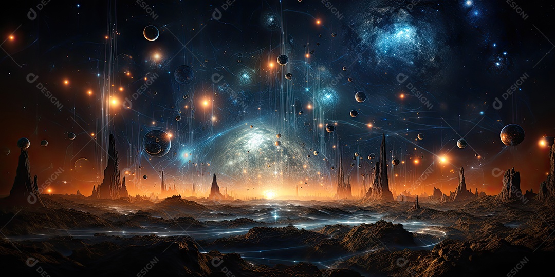 Uma visão geral de um universo em que o conceito de espaço-tempo é completamente diferente gerado por IA