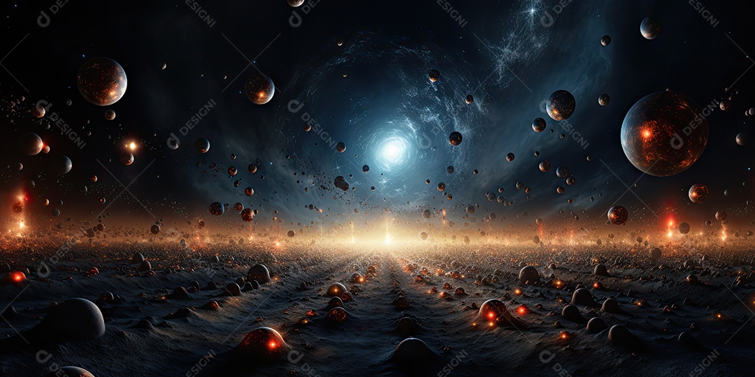 Uma visão geral de um universo em que o conceito de espaço-tempo é completamente diferente gerado por IA