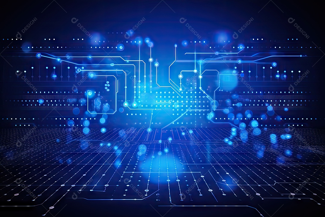 Conceito de big data em estilo digital futurista azul uma força de atração de energia no mundo futuro gerado pela IA