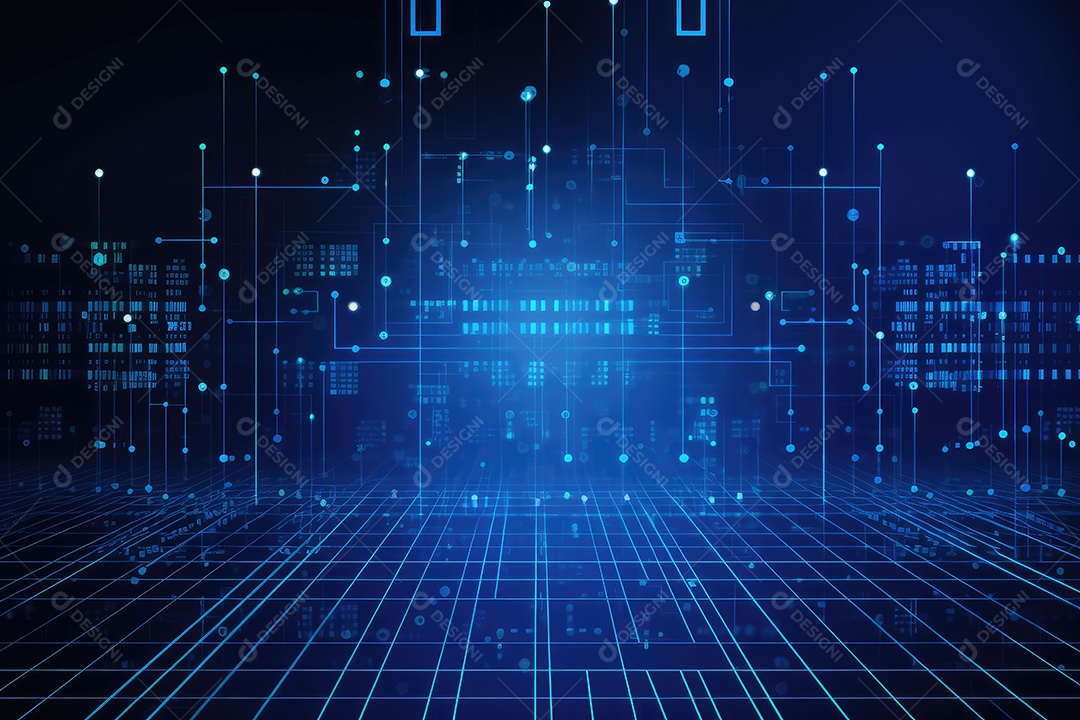 Conceito de big data em estilo digital futurista azul uma força de atração de energia no mundo futuro gerado pela IA