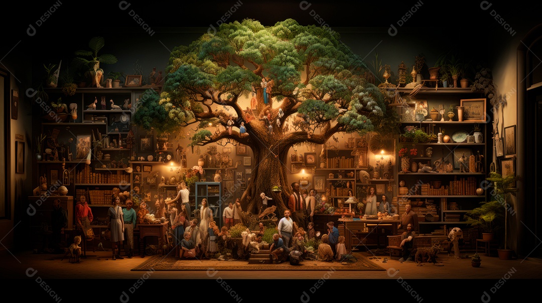 Dia Internacional da Família, 15 de maio, estilo aquarela, IA generativa.