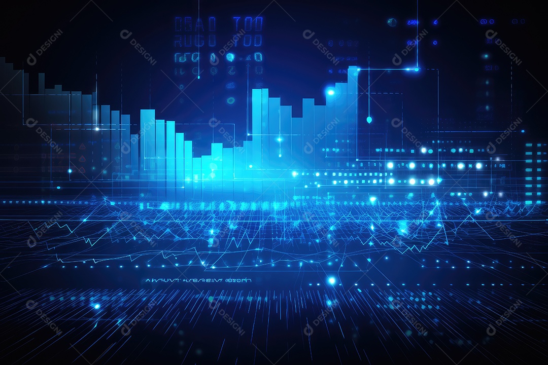 Conceito de big data em estilo digital futurista azul uma força de atração de energia no mundo futuro gerado pela IA
