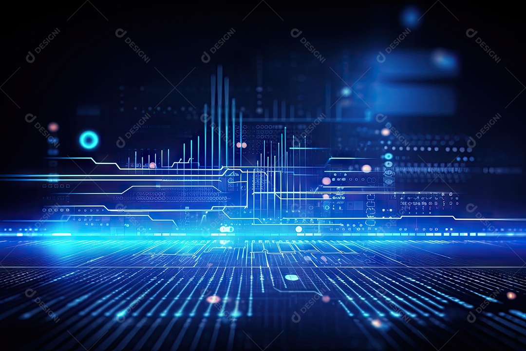 Conceito de big data em estilo digital futurista azul uma força de atração de energia no mundo futuro gerado pela IA