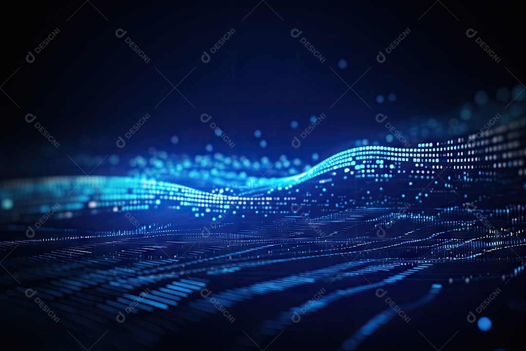 Conceito de big data em estilo digital futurista azul uma força de atração de energia no mundo futuro gerado pela IA