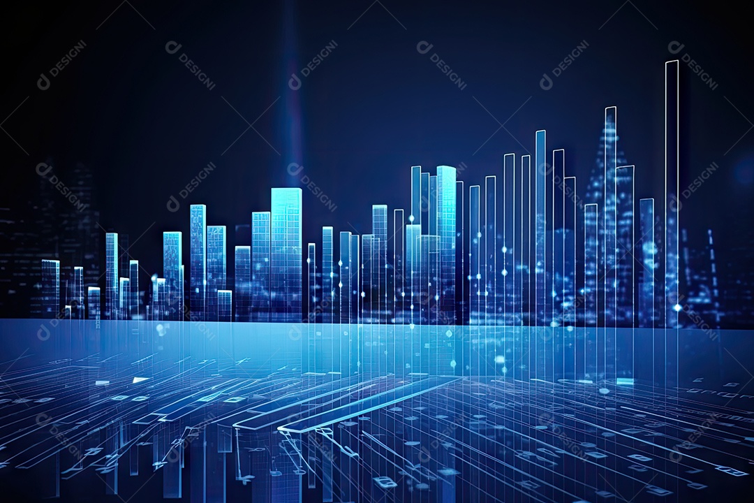 Conceito de big data em estilo digital futurista azul uma força de atração de energia no mundo futuro gerado pela IA