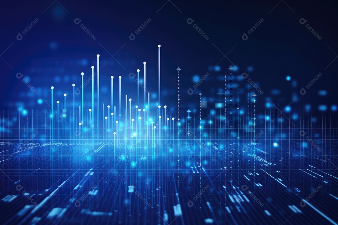 Conceito de big data em estilo digital futurista azul uma força de atração de energia no mundo futuro gerado pela IA