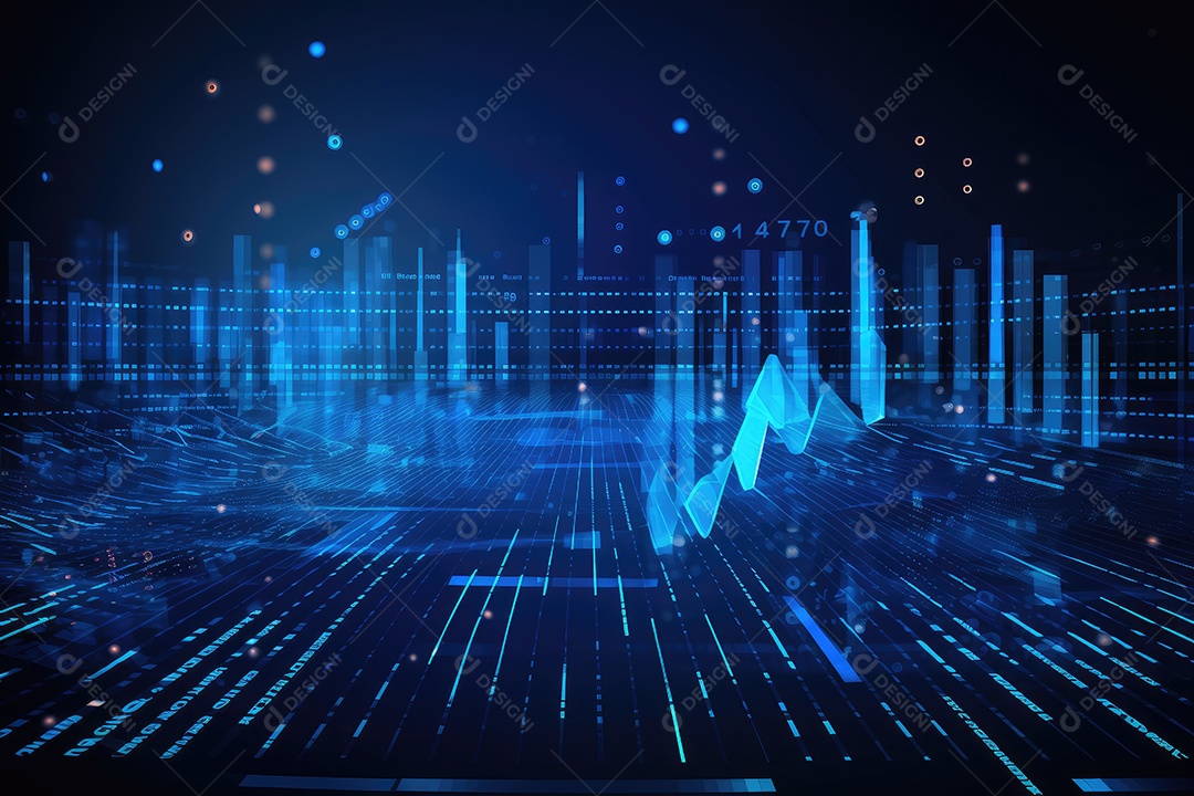 Conceito de big data em estilo digital futurista azul uma força de atração de energia no mundo futuro gerado pela IA