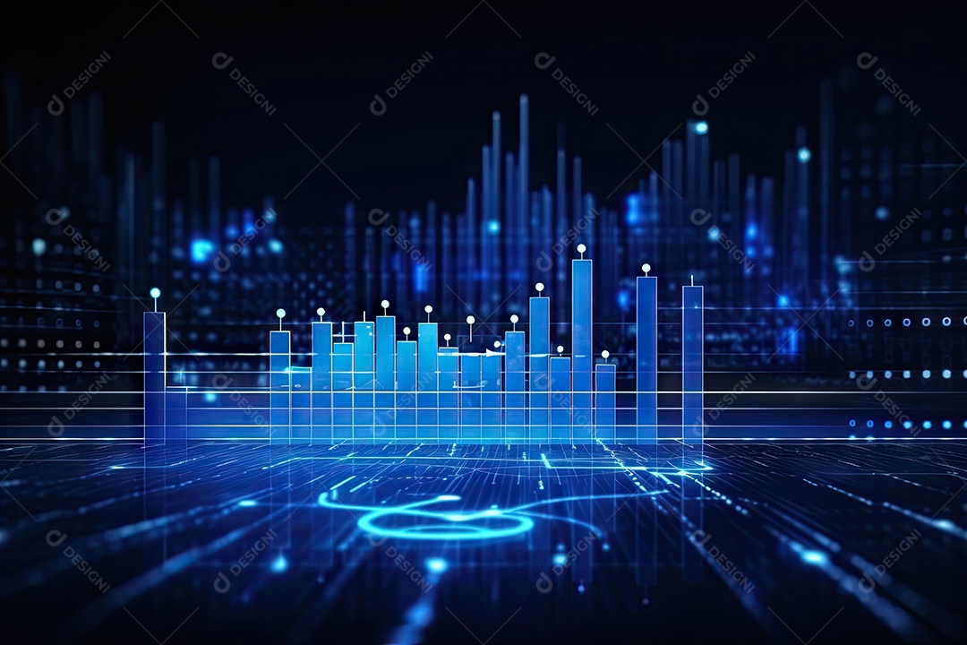 Conceito de big data em estilo digital futurista azul uma força de atração de energia no mundo futuro gerado pela IA
