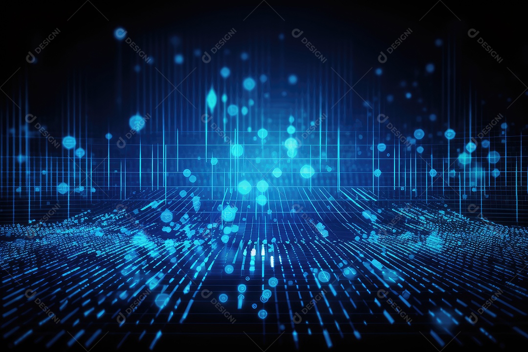 Conceito de big data em estilo digital futurista azul uma força de atração de energia no mundo futuro gerado pela IA