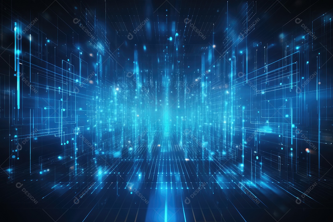 Conceito de big data em estilo digital futurista azul uma força de atração de energia no mundo futuro gerado pela IA