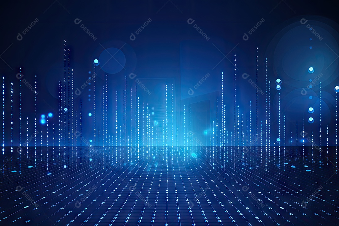 Conceito de big data em estilo digital futurista azul uma força de atração de energia no mundo futuro gerado pela IA