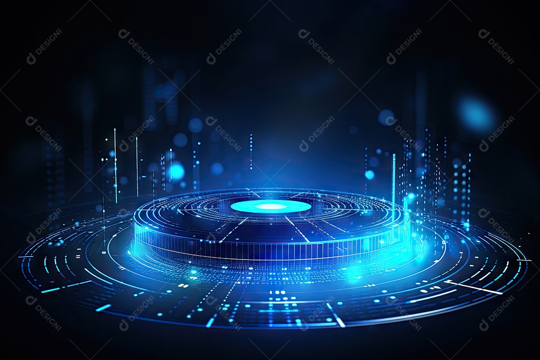 Conceito de big data em estilo digital futurista azul uma força de atração de energia no mundo futuro gerado pela IA