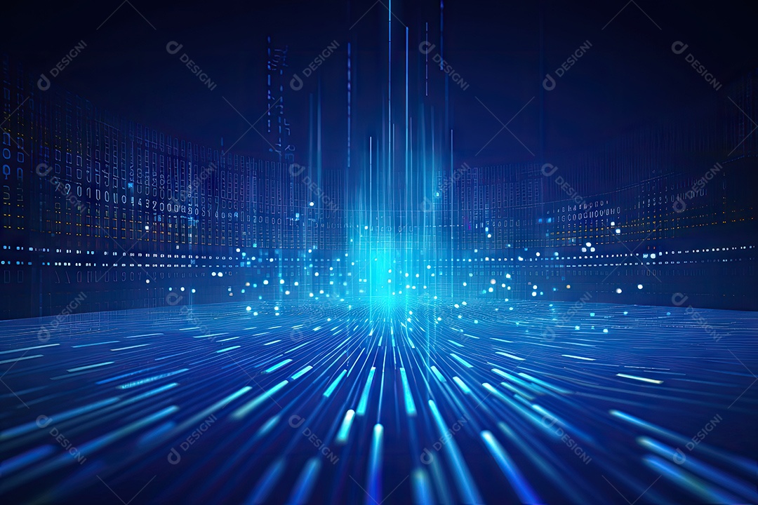 Conceito de big data em estilo digital futurista azul uma força de atração de energia no mundo futuro gerado pela IA