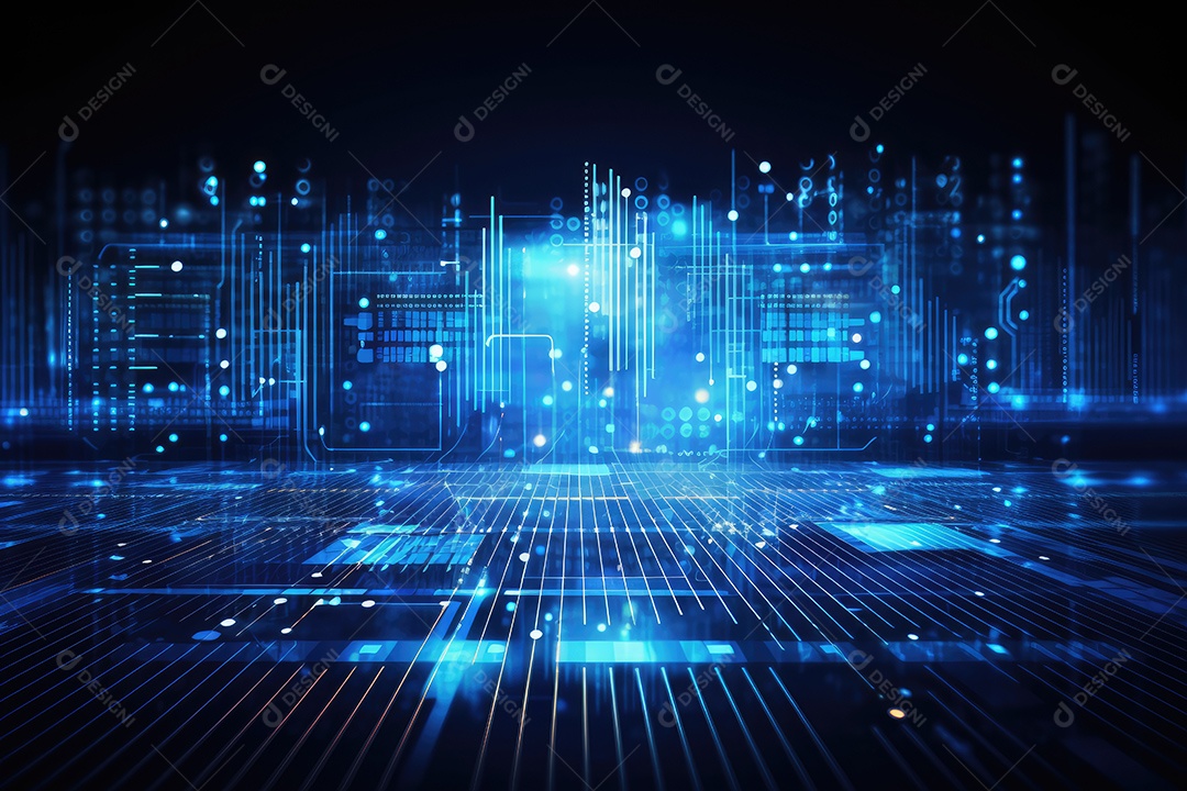 Conceito de big data em estilo digital futurista azul uma força de atração de energia no mundo futuro gerado pela IA