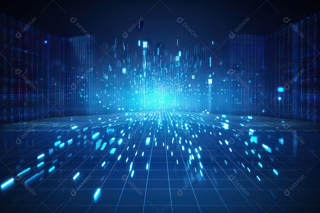 Conceito de big data em estilo digital futurista azul uma força de atração de energia no mundo futuro gerado pela IA