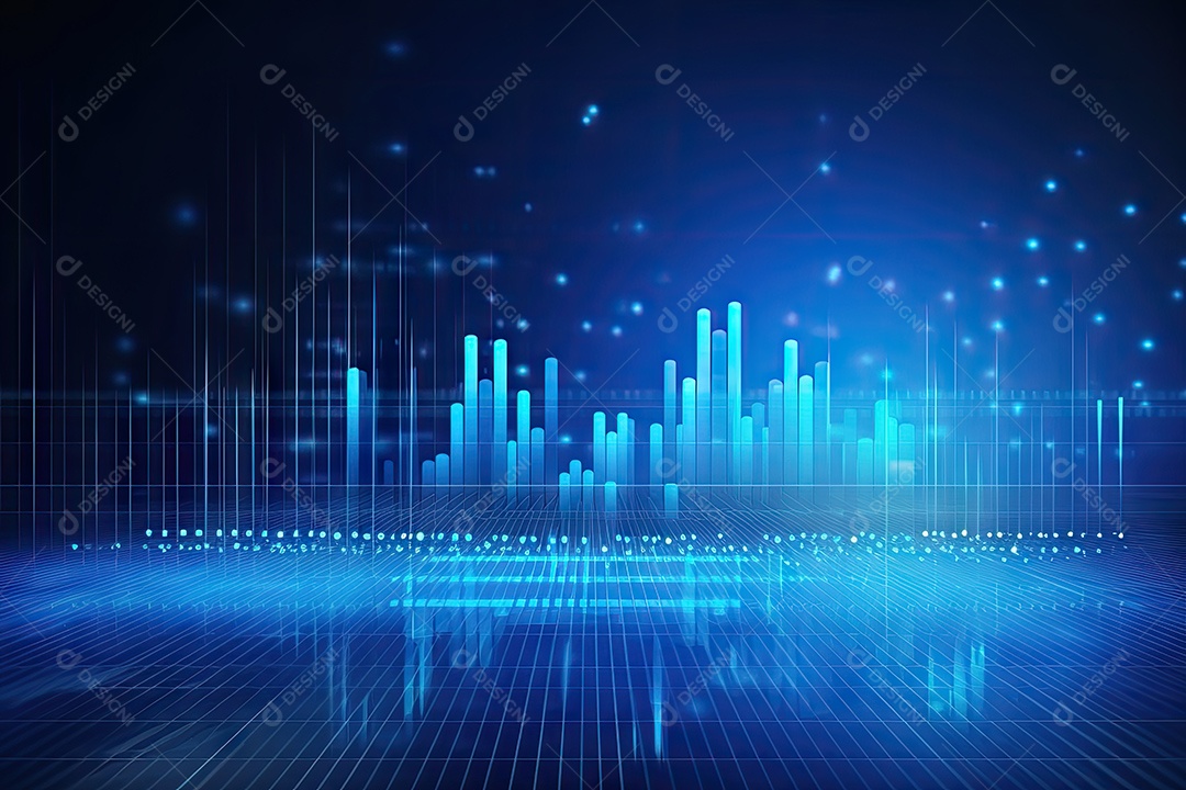 Conceito de big data em estilo digital futurista azul uma força de atração de energia no mundo futuro gerado pela IA