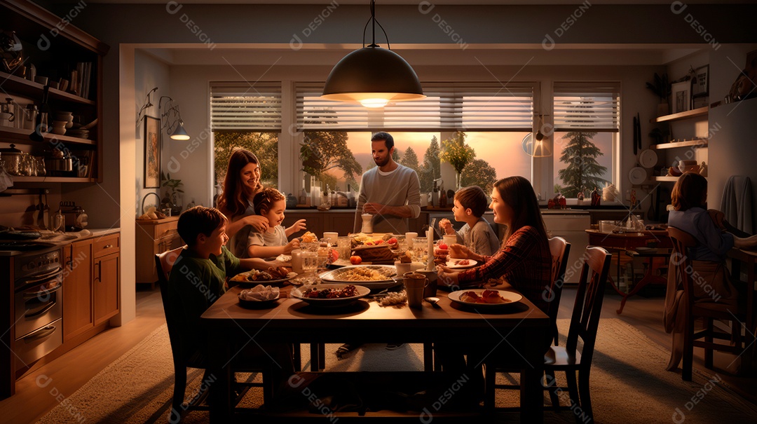 Dia Internacional da Família, 15 de maio, estilo aquarela, IA generativa.