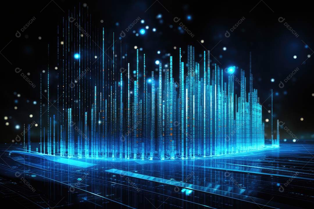 Conceito de big data em estilo digital futurista azul uma força de atração de energia no mundo futuro gerado pela IA