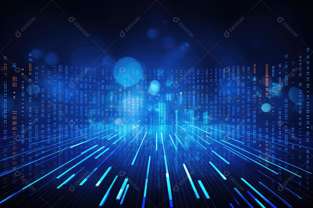 Conceito de big data em estilo digital futurista azul uma força de atração de energia no mundo futuro gerado pela IA