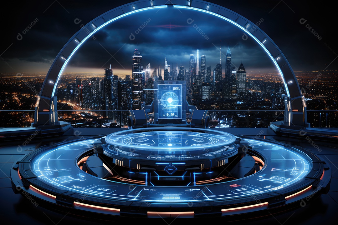 Fundo de tecnologia futurista com uma interface HUD digital