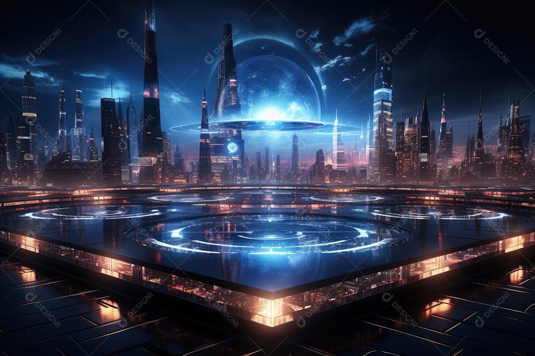 Fundo de tecnologia futurista com uma interface HUD digital