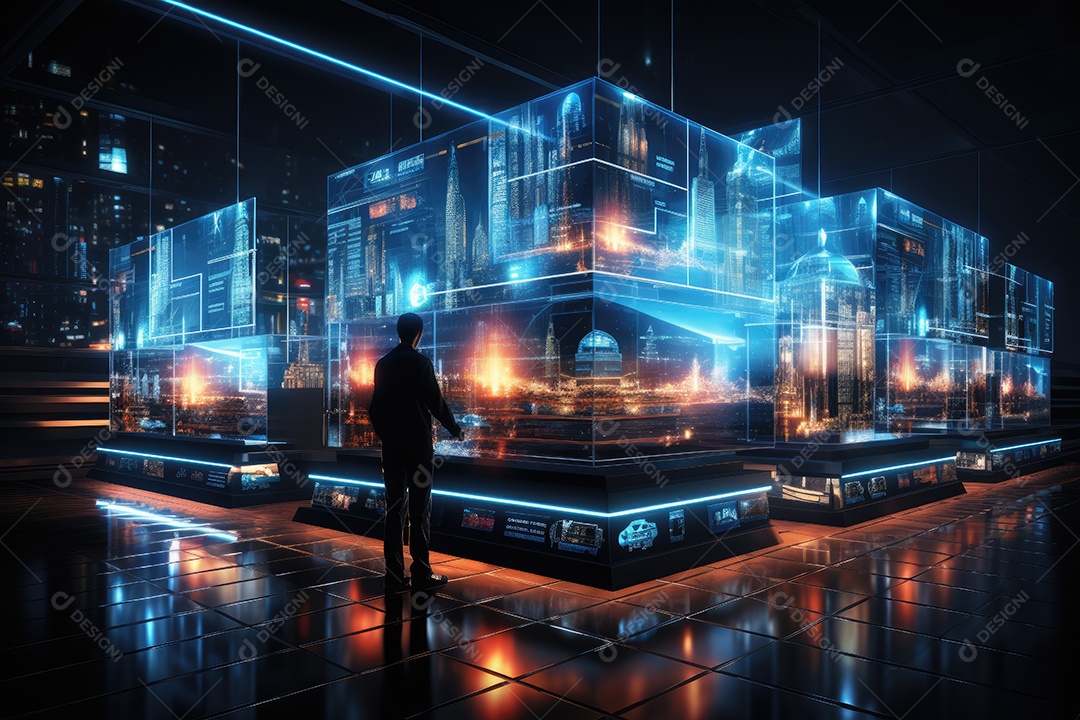 Fundo de tecnologia futurista com uma interface HUD digital