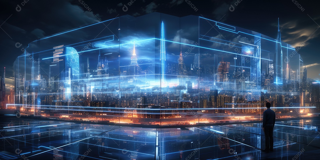 Fundo de tecnologia futurista com uma interface HUD digital