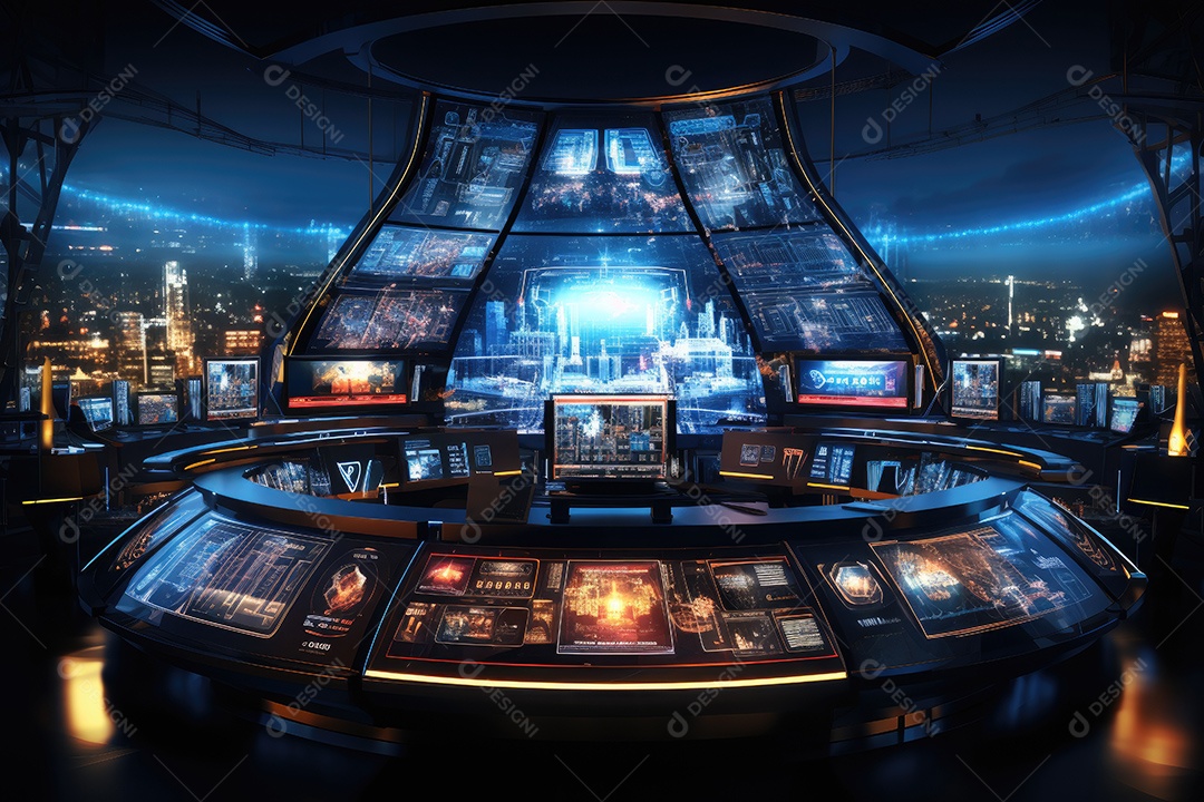 Fundo de tecnologia futurista com uma interface HUD digital