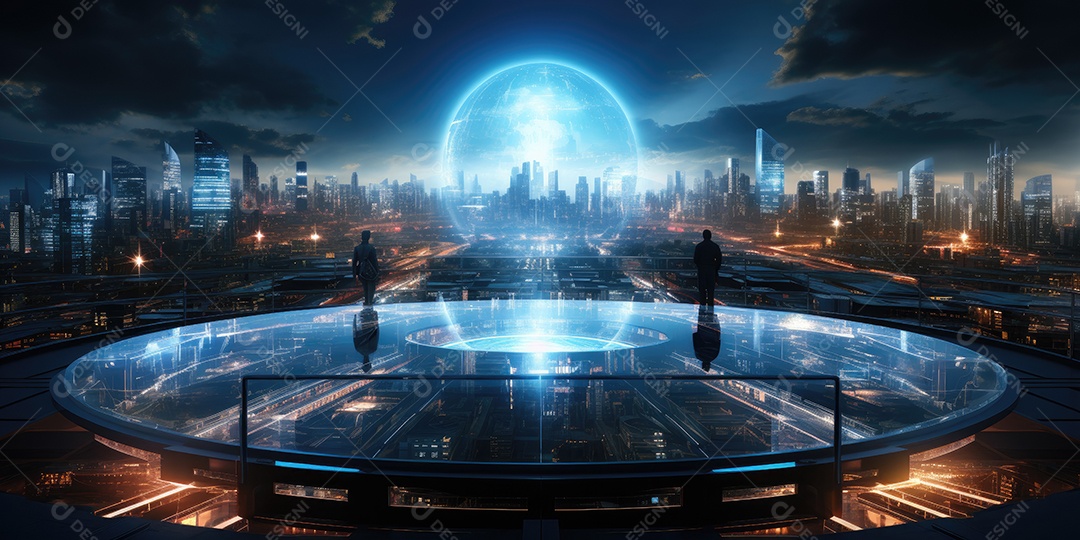 Fundo de tecnologia futurista com uma interface HUD digital