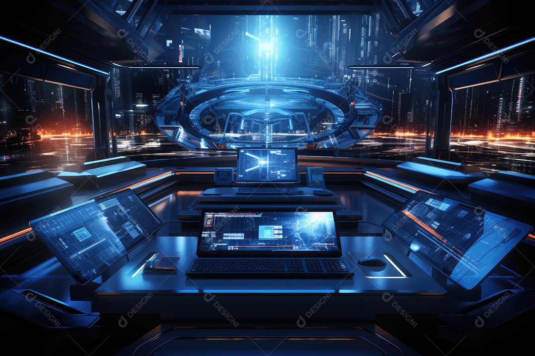 Fundo de tecnologia futurista com uma interface HUD digital