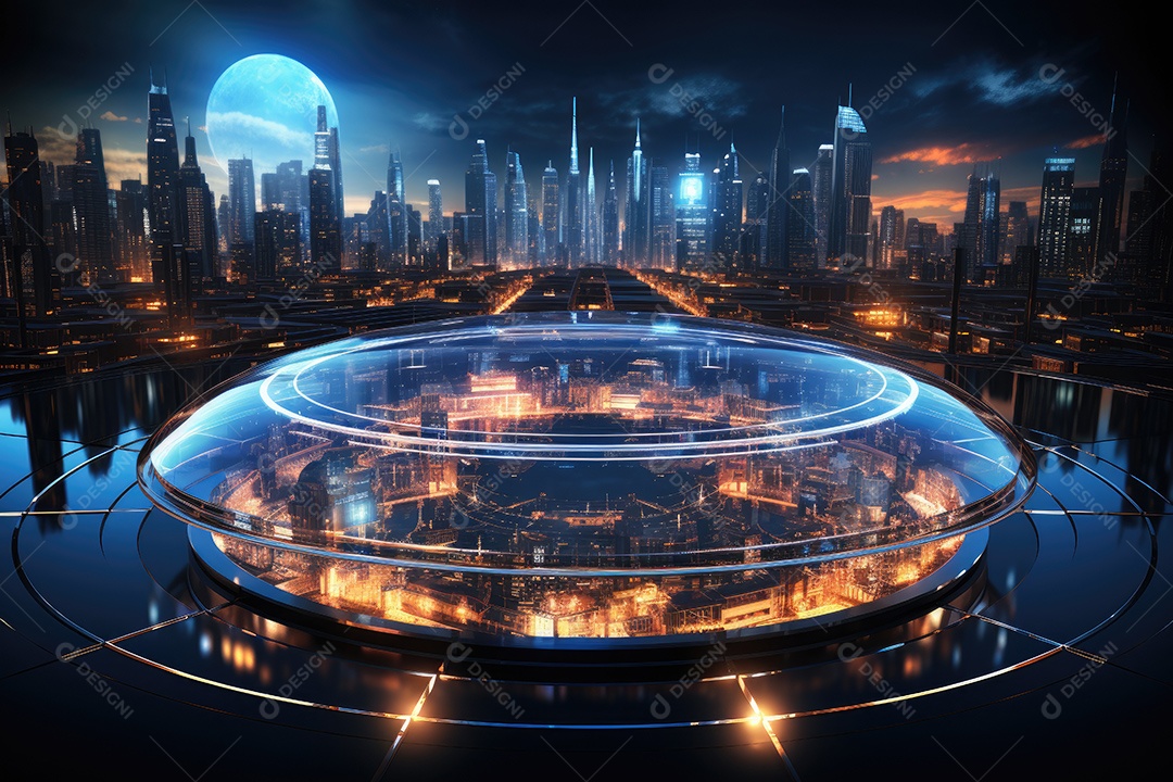 Fundo de tecnologia futurista com uma interface HUD digital