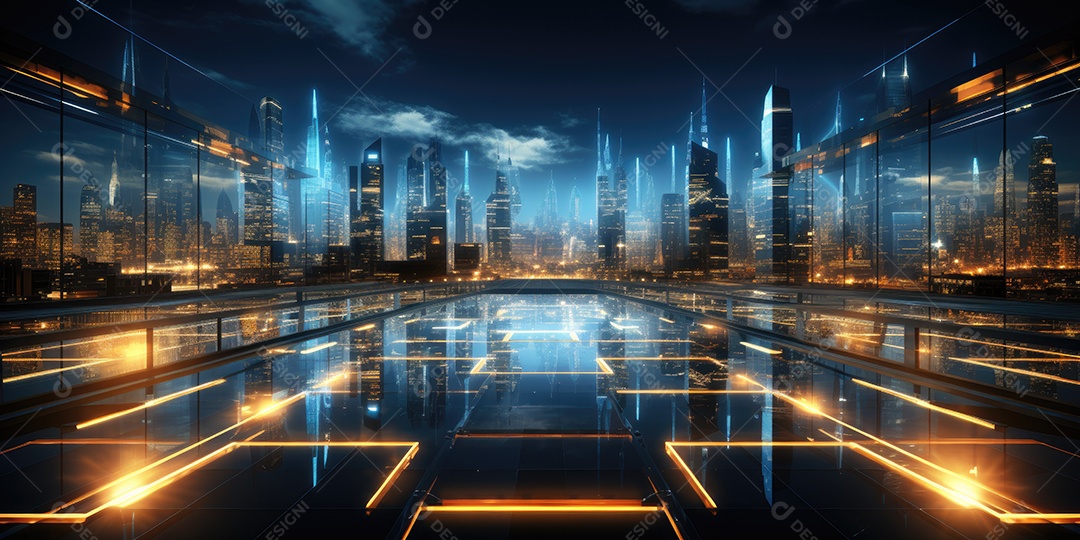 Fundo de tecnologia futurista com uma interface HUD digital