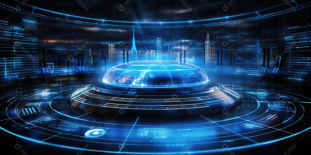 Fundo de tecnologia futurista com uma interface HUD digital