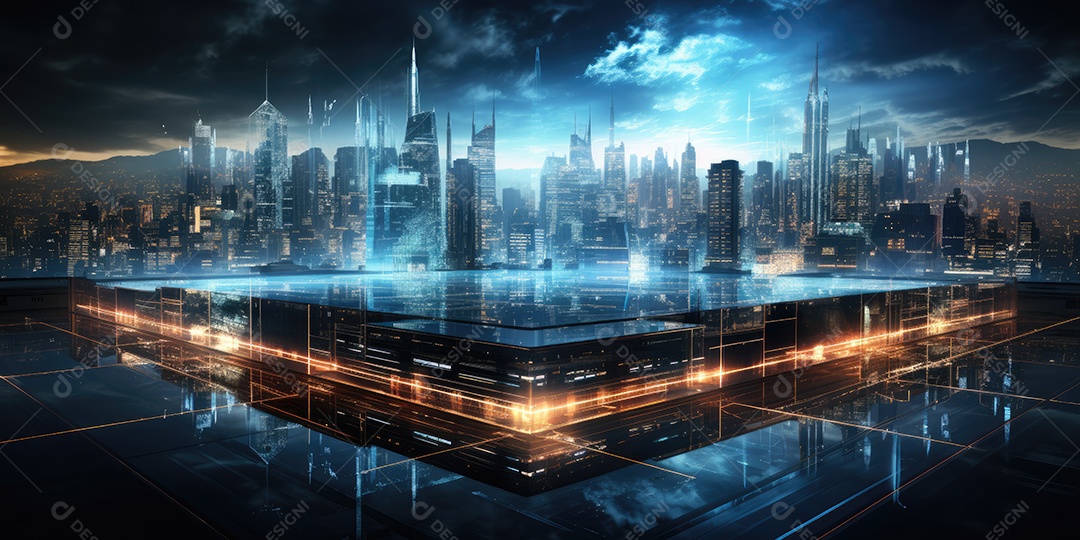 Fundo de tecnologia futurista com uma interface HUD digital