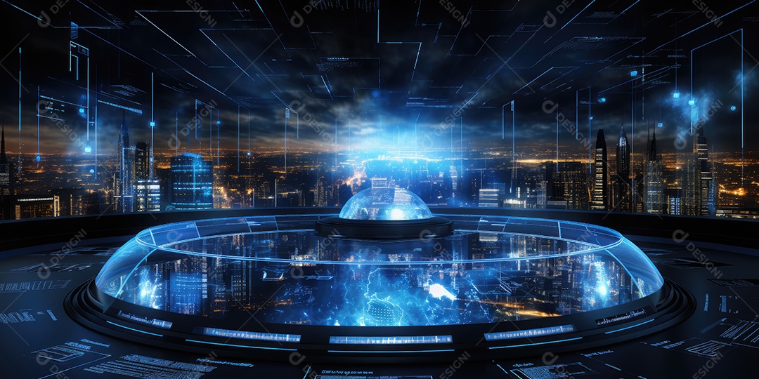 Fundo de tecnologia futurista com uma interface HUD digital