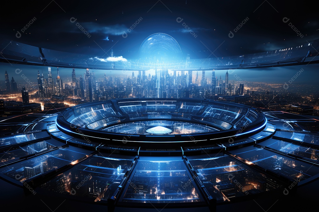 Fundo de tecnologia futurista com uma interface HUD digital