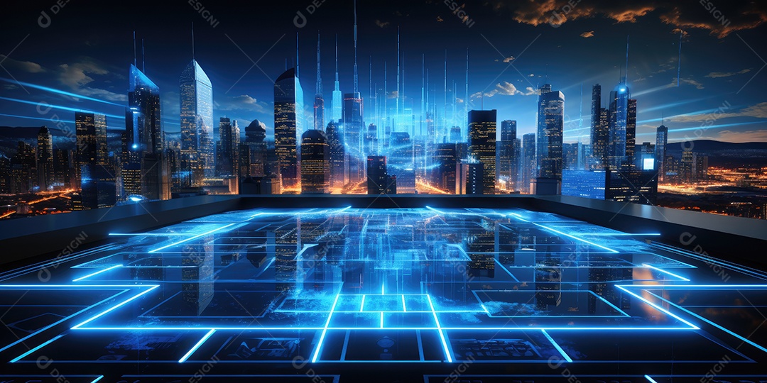 Fundo de tecnologia futurista com uma interface HUD digital