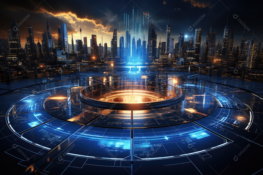 Fundo de tecnologia futurista com uma interface HUD digital