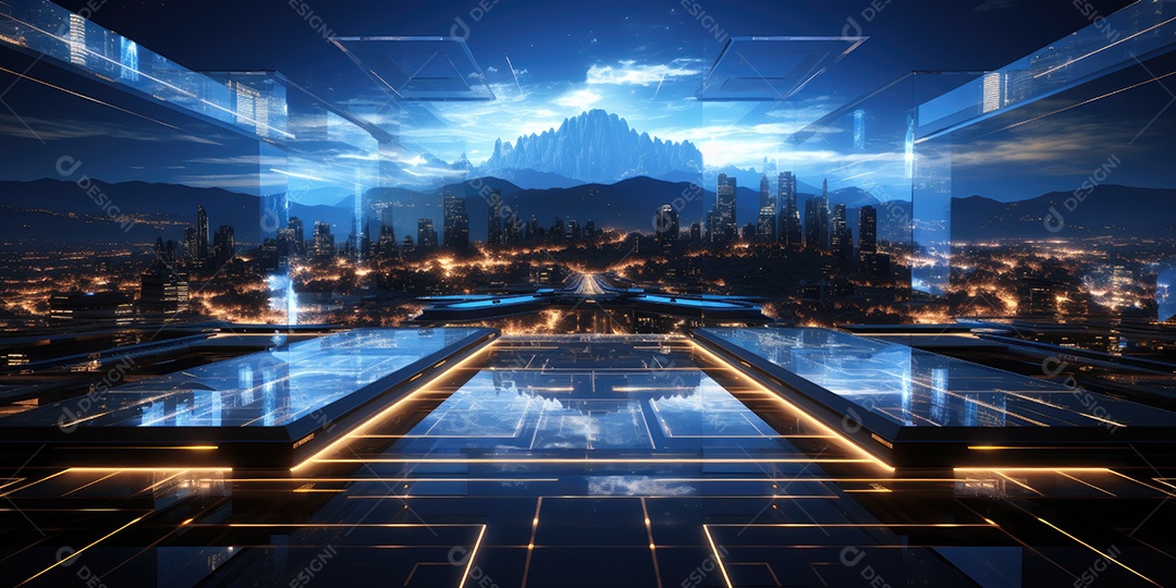 Fundo de tecnologia futurista com uma interface HUD digital