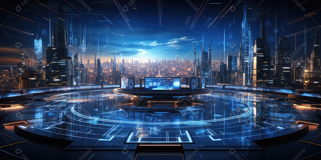 Fundo de tecnologia futurista com uma interface HUD digital