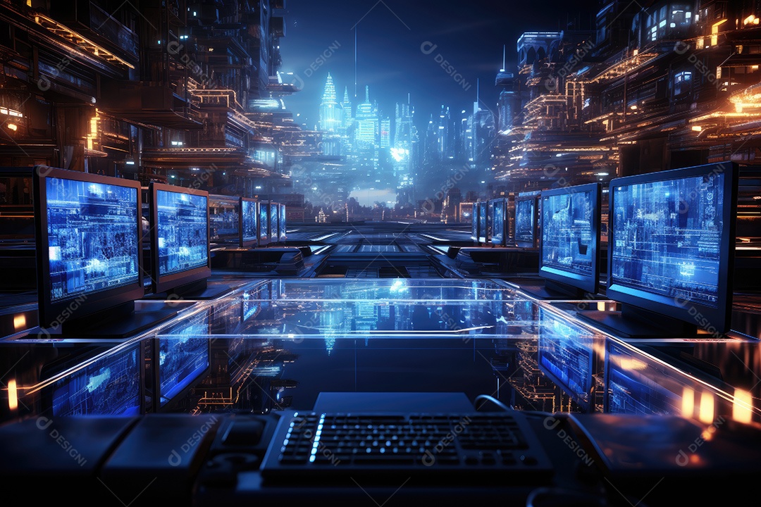 Fundo de tecnologia futurista com uma interface HUD digital