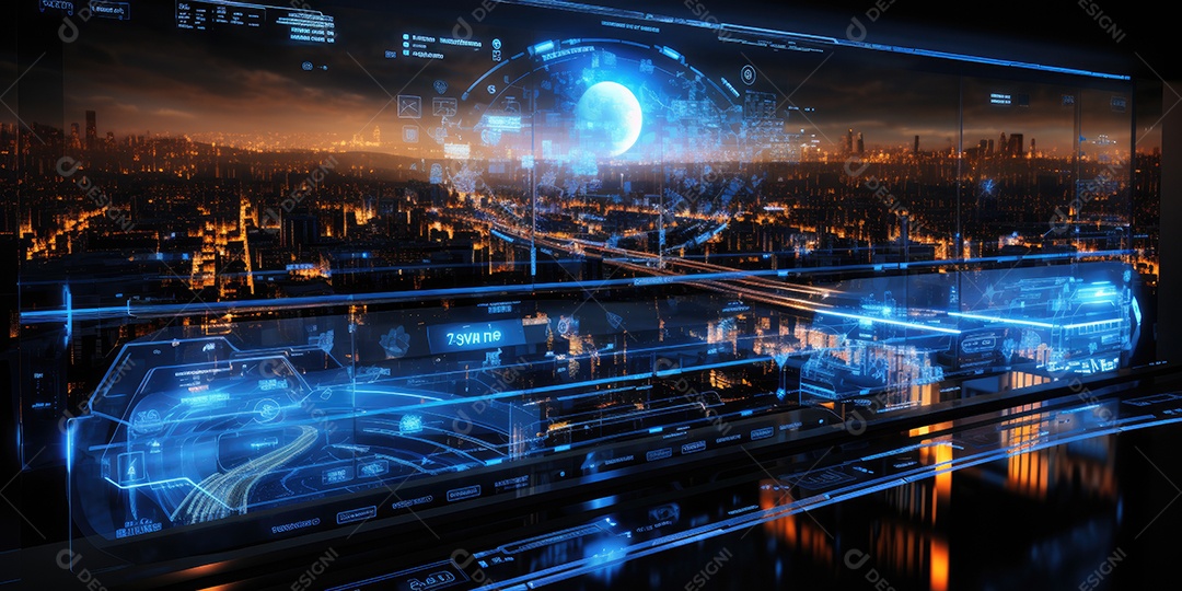 Fundo de tecnologia futurista com uma interface HUD digital