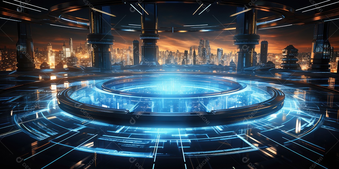 Fundo de tecnologia futurista com uma interface HUD digital