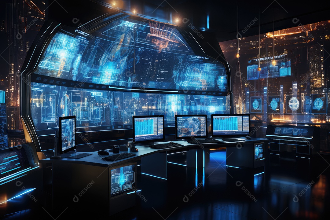 Fundo de tecnologia futurista com uma interface HUD digital