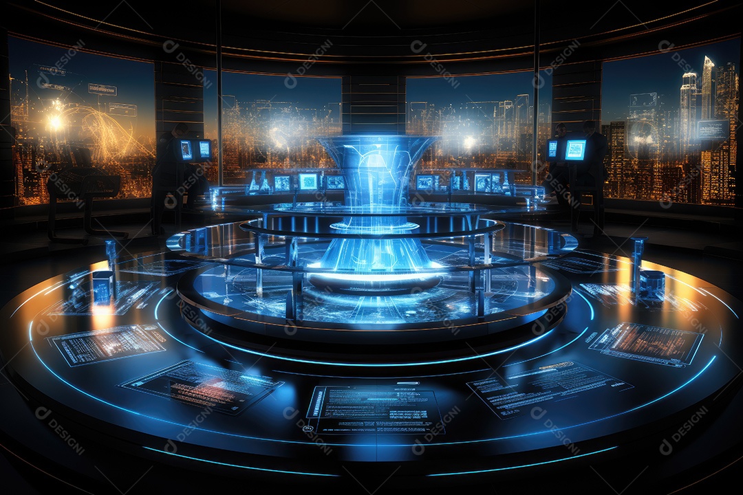 Fundo de tecnologia futurista com uma interface HUD digital