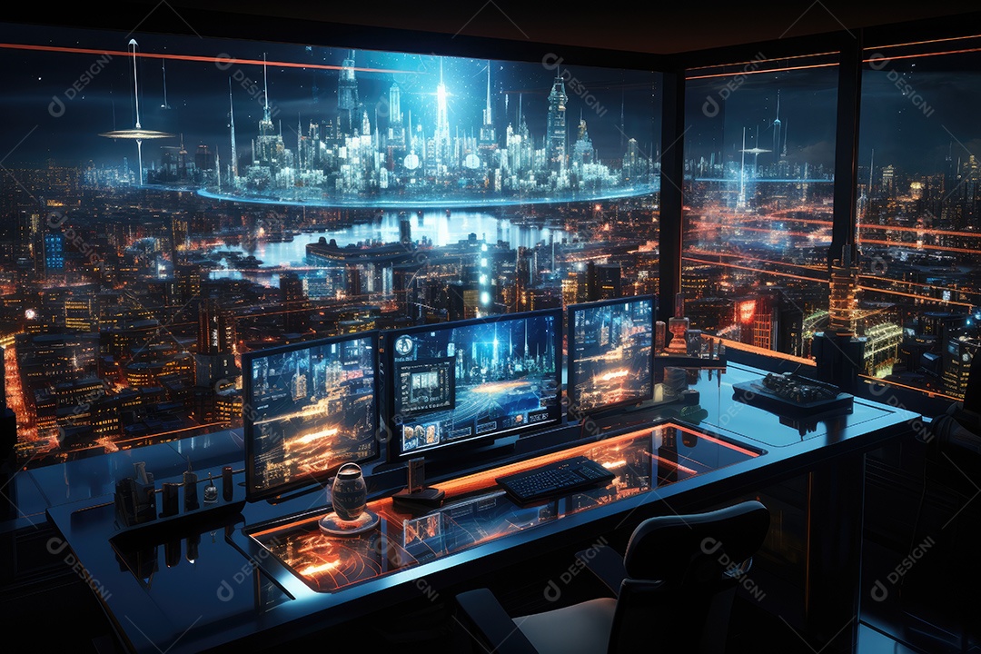 Fundo de tecnologia futurista com uma interface HUD digital